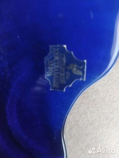 Ваза, сальник, синее стекло Гусь- Хрустальный