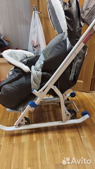 Детские санки коляска с колесами