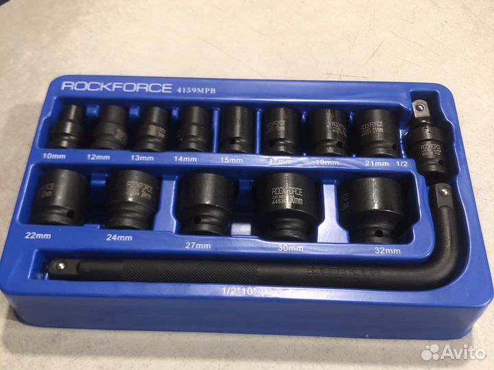 Набор головок ударных 1/2 10-32мм 15пр rockforce