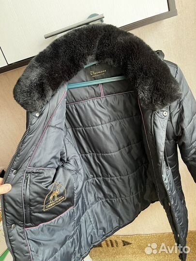 Пуховик зимний с мехом и капюшоном мужской