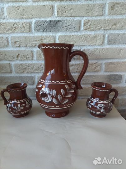 Керамический набор. Кувшин и бокалы