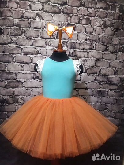 Лиса костюм (юбка хвост ушки) утренник комплект