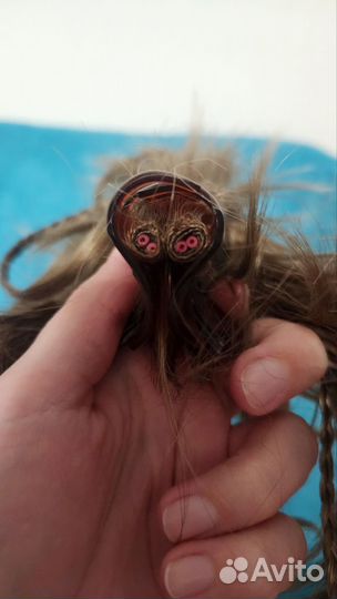 Накладка на волосы крабик с косичками русый 20см