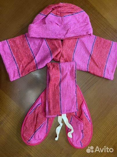 Халат льняной банный, унисекс, набор, рзмер 52-54