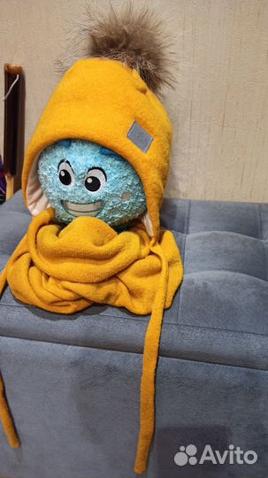 Шапка и снуд детская вязаная шерстяная тёплая