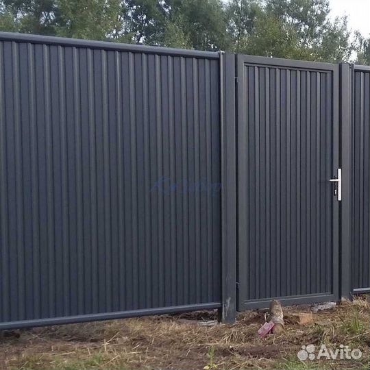 Забор из профнастила в рамке в Джалиле