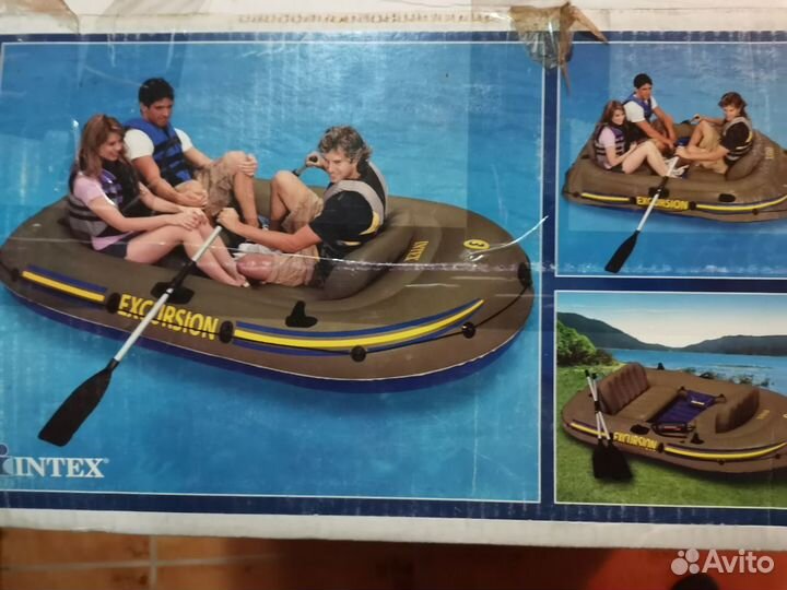 Надувная лодка intex пвх excursion 3 set