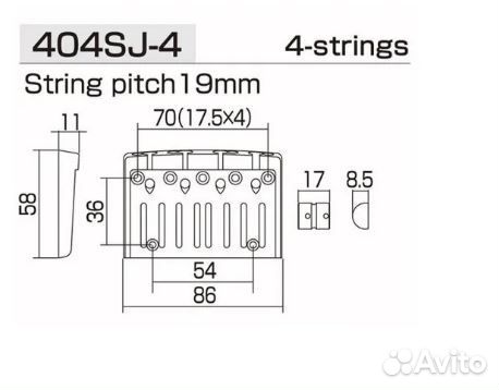 Бридж для бас гитары Gotoh 404SJ-4