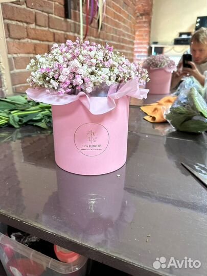 Огромные букеты Гипсофила цветная