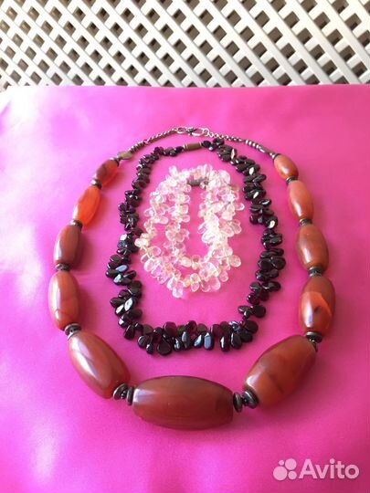 Винтаж Агат Гранат Кварц СССР Натуральные