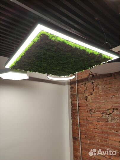 Люстра LED Квадратная со мхом Ягель 40W 540mm