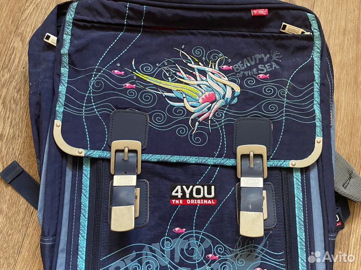 Ранец школьный для девочки синий 4you