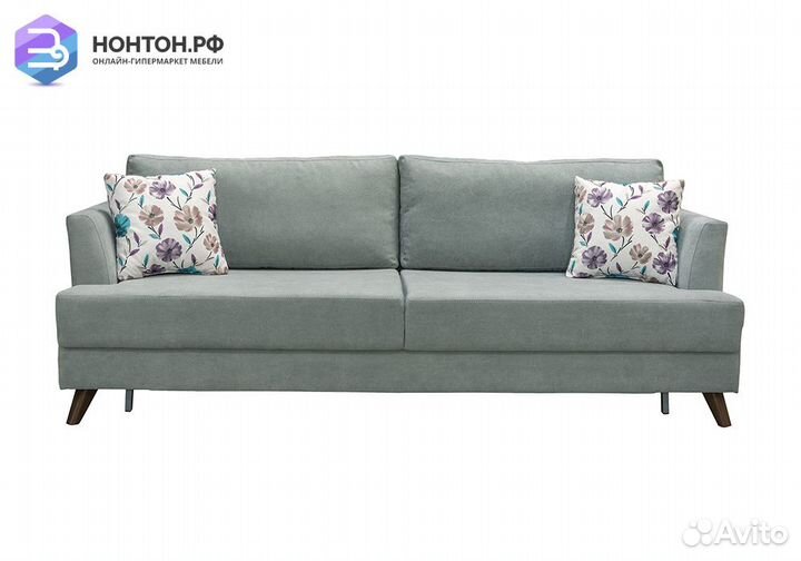 Диван тик-так Дамаск серый / вьюнки