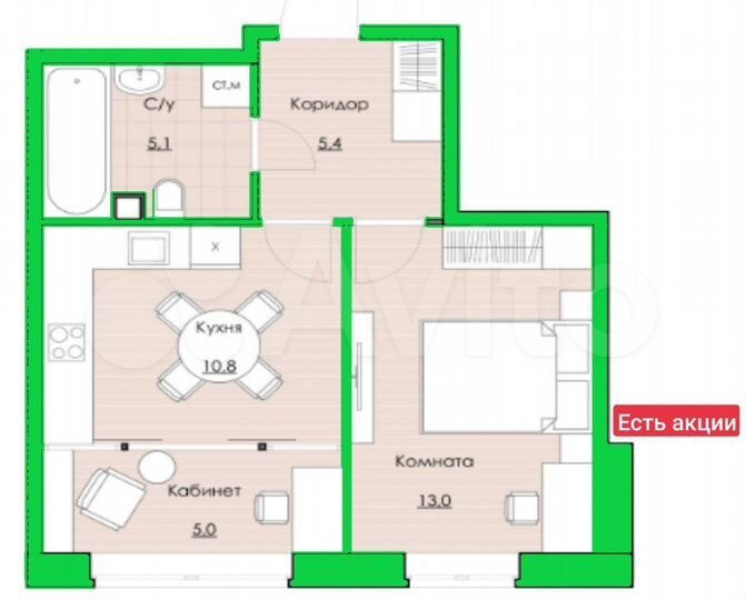 1-к. квартира, 39,1 м², 4/24 эт.
