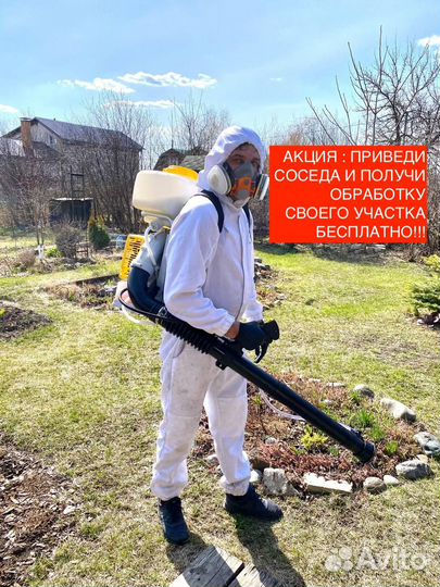 Обработка участка от клещей и комаров