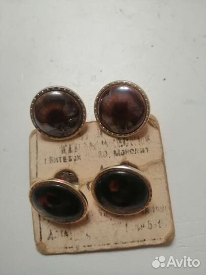 Винтажные запонки СССР, с ониксом