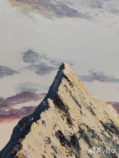 Картина маслом на холсте Горный закат