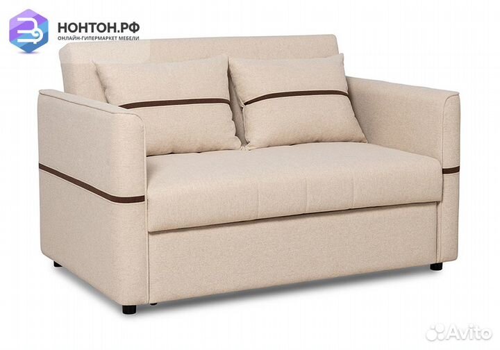 Диван дельфин Рон бежевый / темно-коричневый