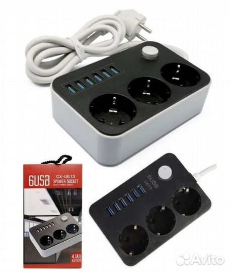 Новый Удлинитель сетевой фильтр с портами usb