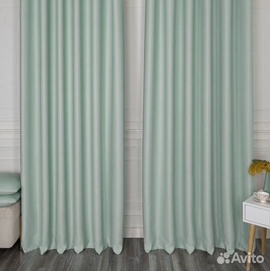 Шторы блэкаут Амадео пастельный зеленый пошив