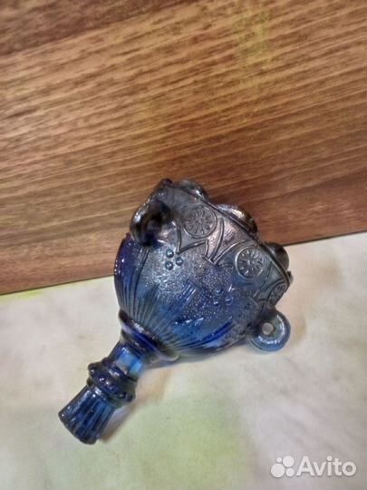 Старинная Лампада Подвесная Из Синего Стекла. Высо