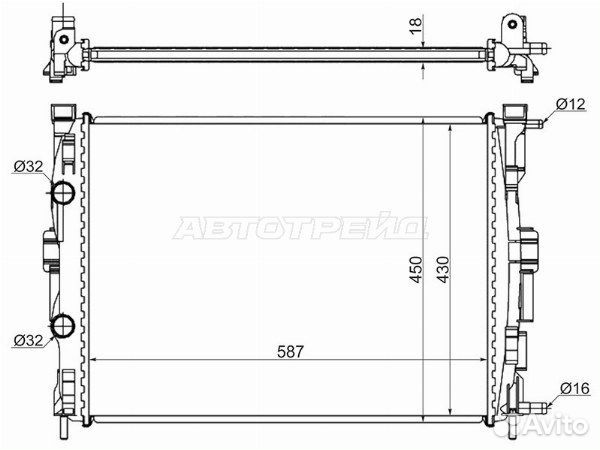 Радиатор renault megane II, renault megane II 02-08, renault scenic 03, renault scenic 03-09