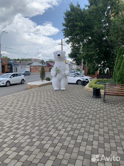 Танцующий белый Мишка/Ростовая кукла/Аниматор