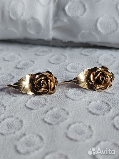 Золотые серьги Розы 583 СССР