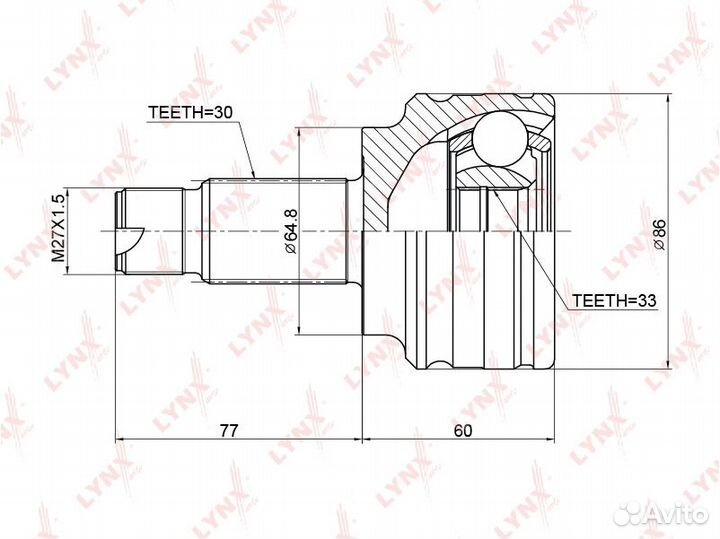 ШРУС наружный перед правлев