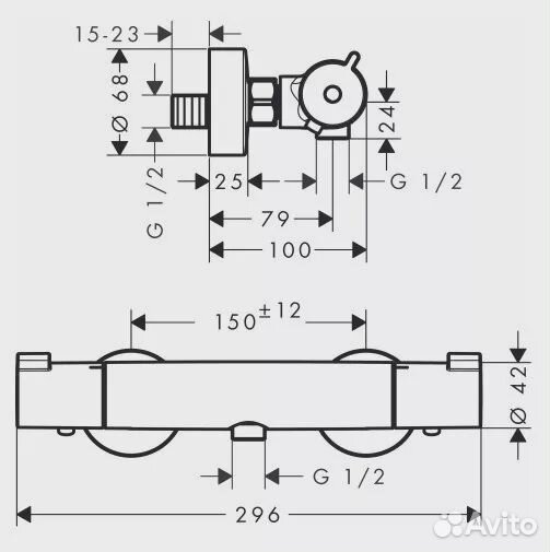 Смеситель для душа Hansgrohe Ecostat 13211000 хром, с термостатом