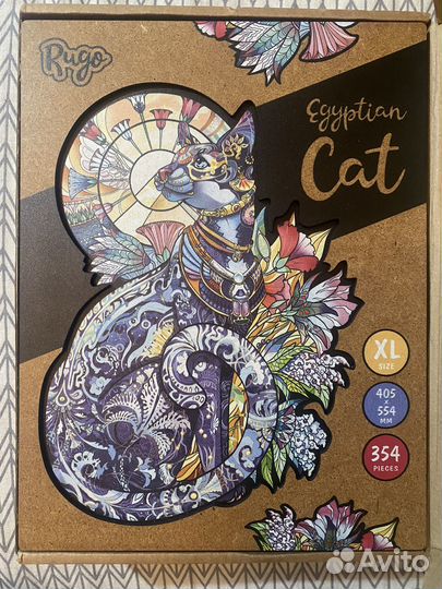 Фигурный деревянный пазл Egyptian Cat новый