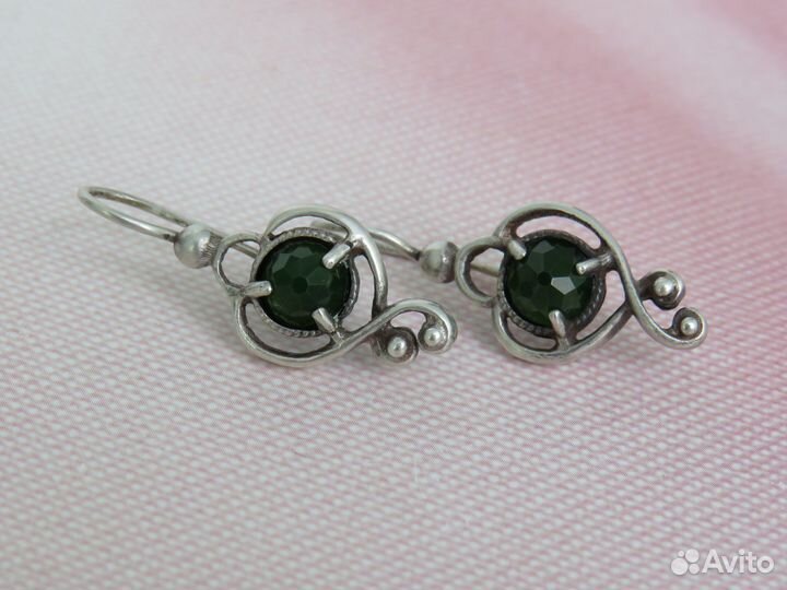 Серебряные серьги Серебро Русские самоцветы СССР