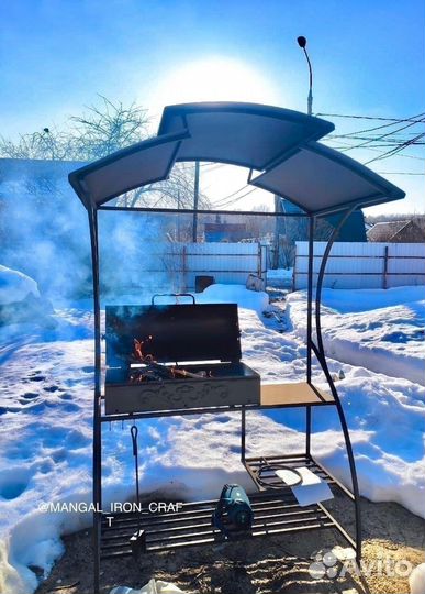 Мангал барбекю с крышей и печкой Хит
