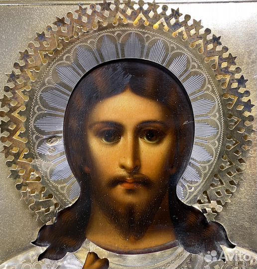 Икона Господь Вседержитель Серебро Золочение