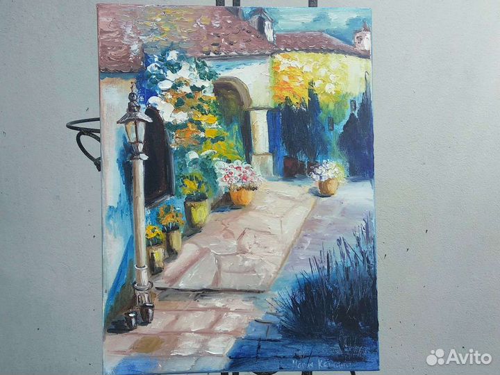 Картина маслом итальянский дворик