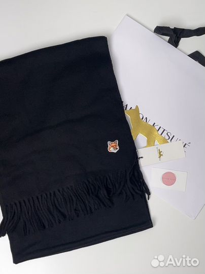 Большой шарф Maison Kitsune черный оригинал