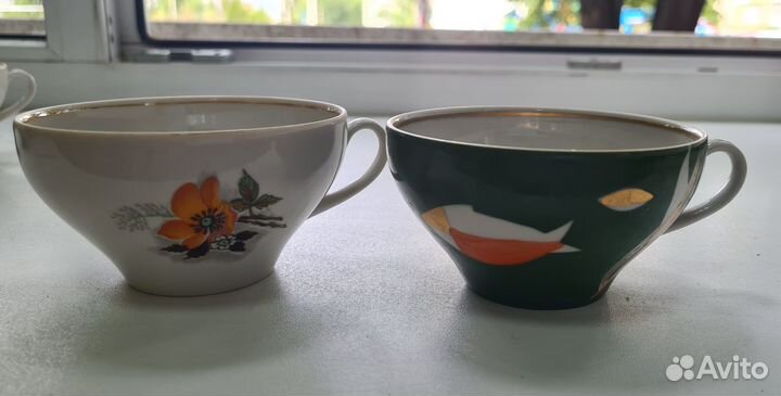 Фарфоровые чашки И блюдца дулево СССР