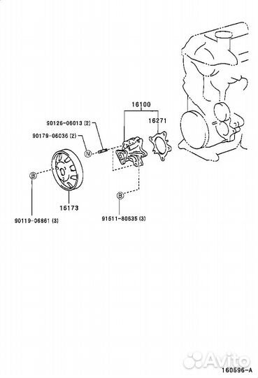 Водяной насос помпа Toyota prius NHW10