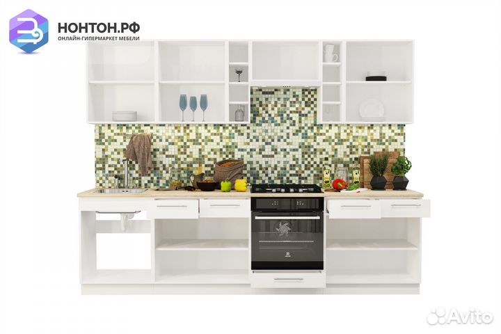 Кухня Олива 2.8 м ваниль глянец