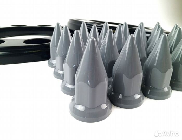 Колпаки 22.5 обод черные + пики серые 32/33мм