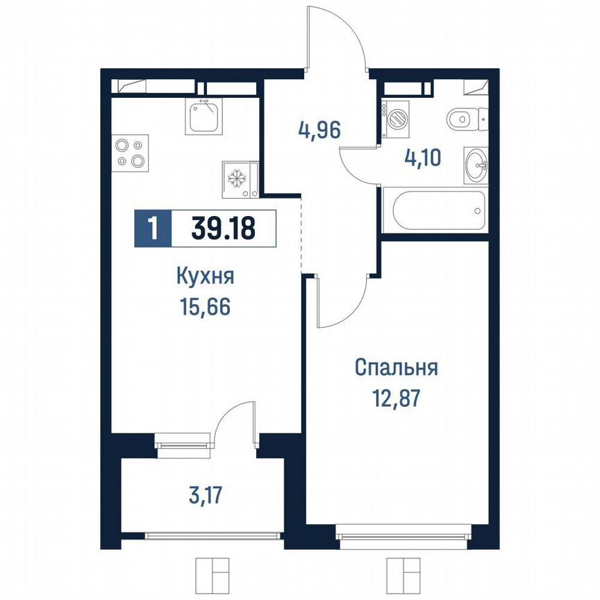 1-к. квартира, 37,6 м², 15/18 эт.