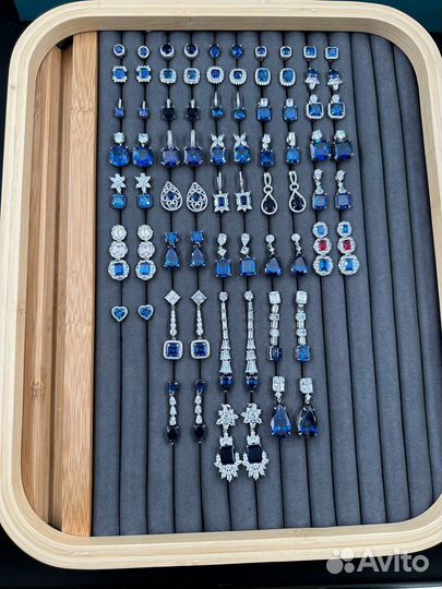 Серьги с синим сапфиром Graff серебро