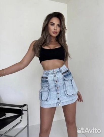 Юбка джинсовая (размеры 42/44/46) хит 2024