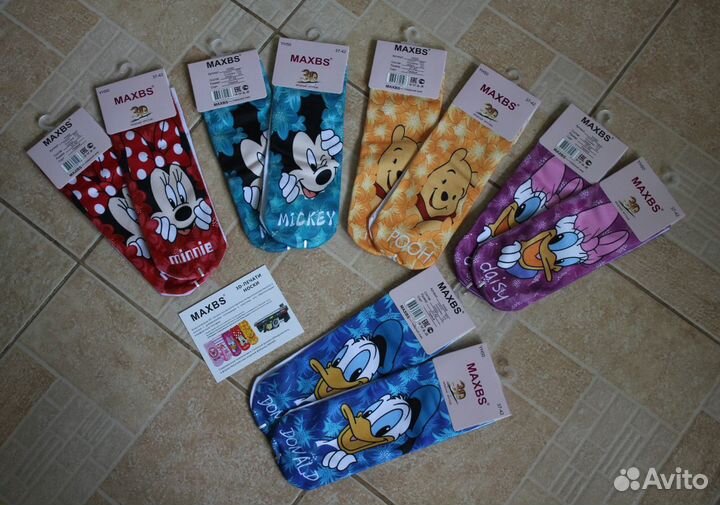 Классные носочки 3D печать с персонажами Дисней