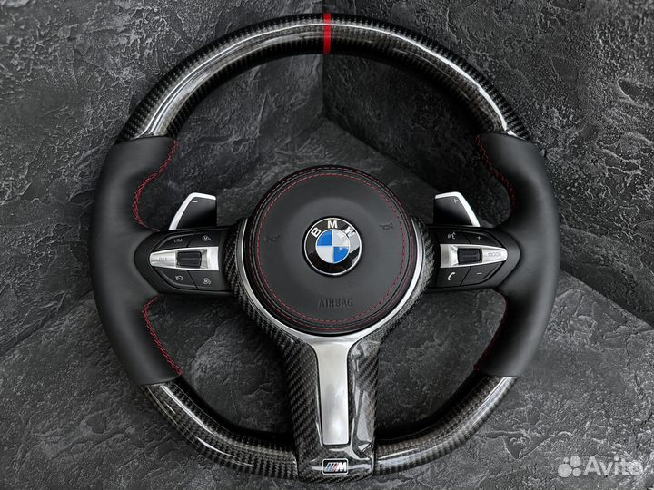 Рули BMW F серии. Строчка, подогрев, карбон Арт Т137286864