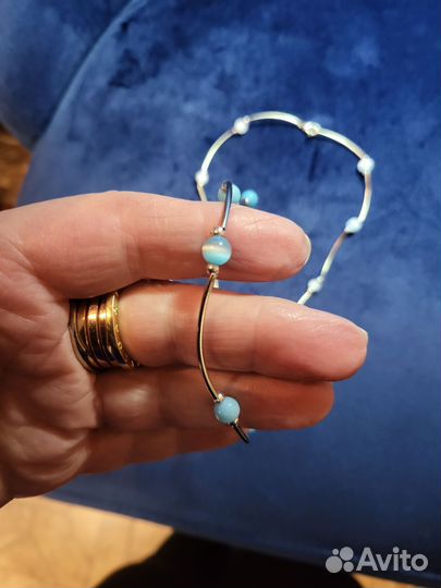 Чокер серебро, лунный камень