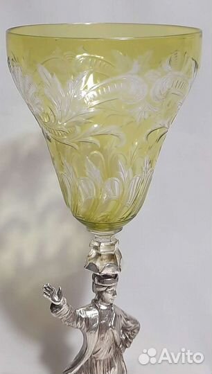 Старинный бокал эмаль серебро 84