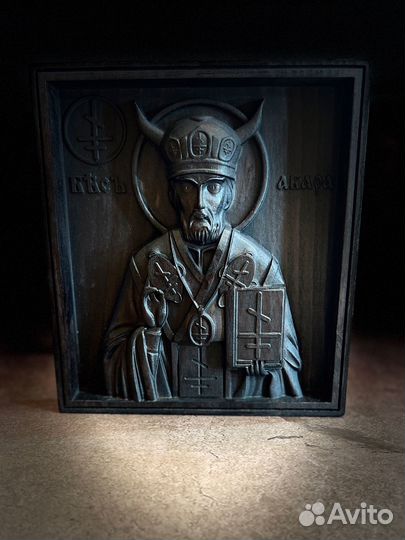 «Абара» икона церковного беса из чернённого дуба