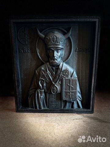 «Абара» икона церковного беса из чернённого дуба