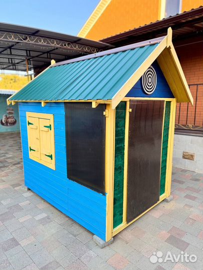 Детский игровой домик уличный деревянный